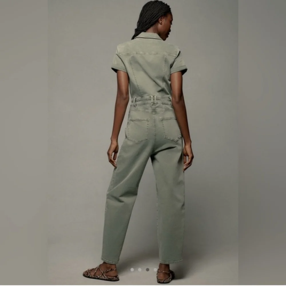 PAIGE, Alexis Olive Green Short-Sleeve Utility Jumpsuit - Picture 3 of 6